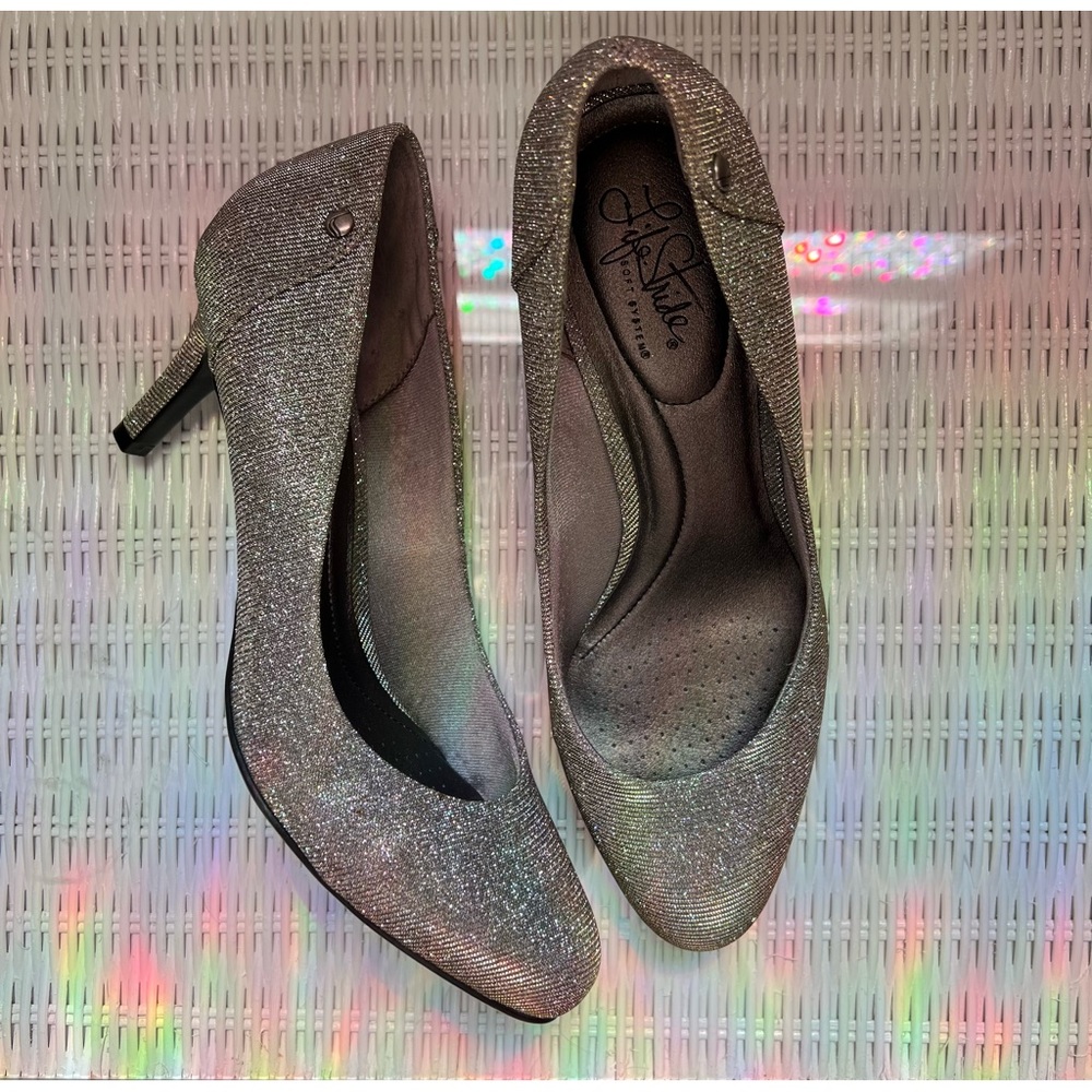 LifeStride Parigi Pumps Silver Sparkle - Size - 10M